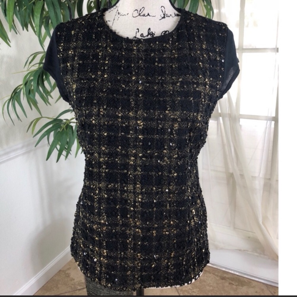 The limitedEmbellished shimmer top NWOT medium